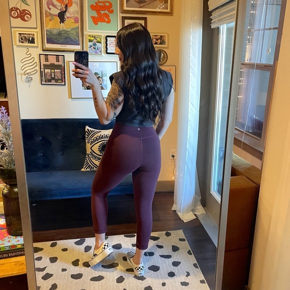 Lululemon Crop Legging Burgundy Red - Picture 7 of 9